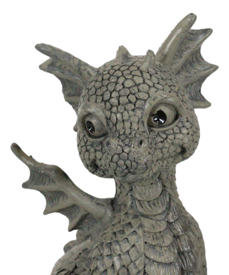 Whimsical Dainty Garden Dragon Sitting Figurine Faux Stone Fantasy Decor