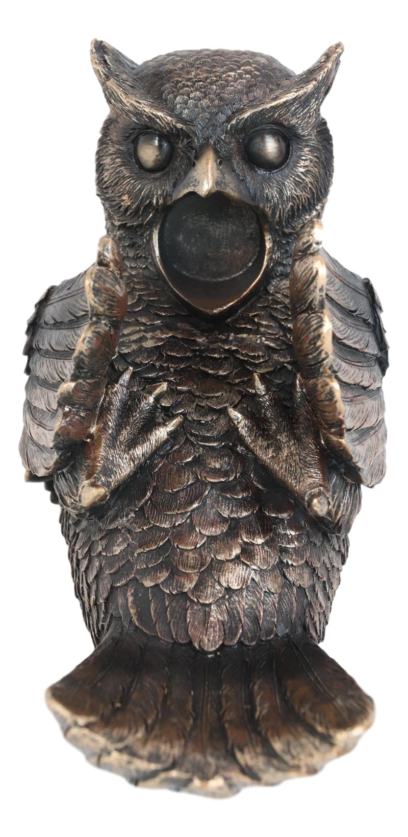 Bronzed Wise Wine Great Horned Owl Wine Holder 9.25"Long Home Decor