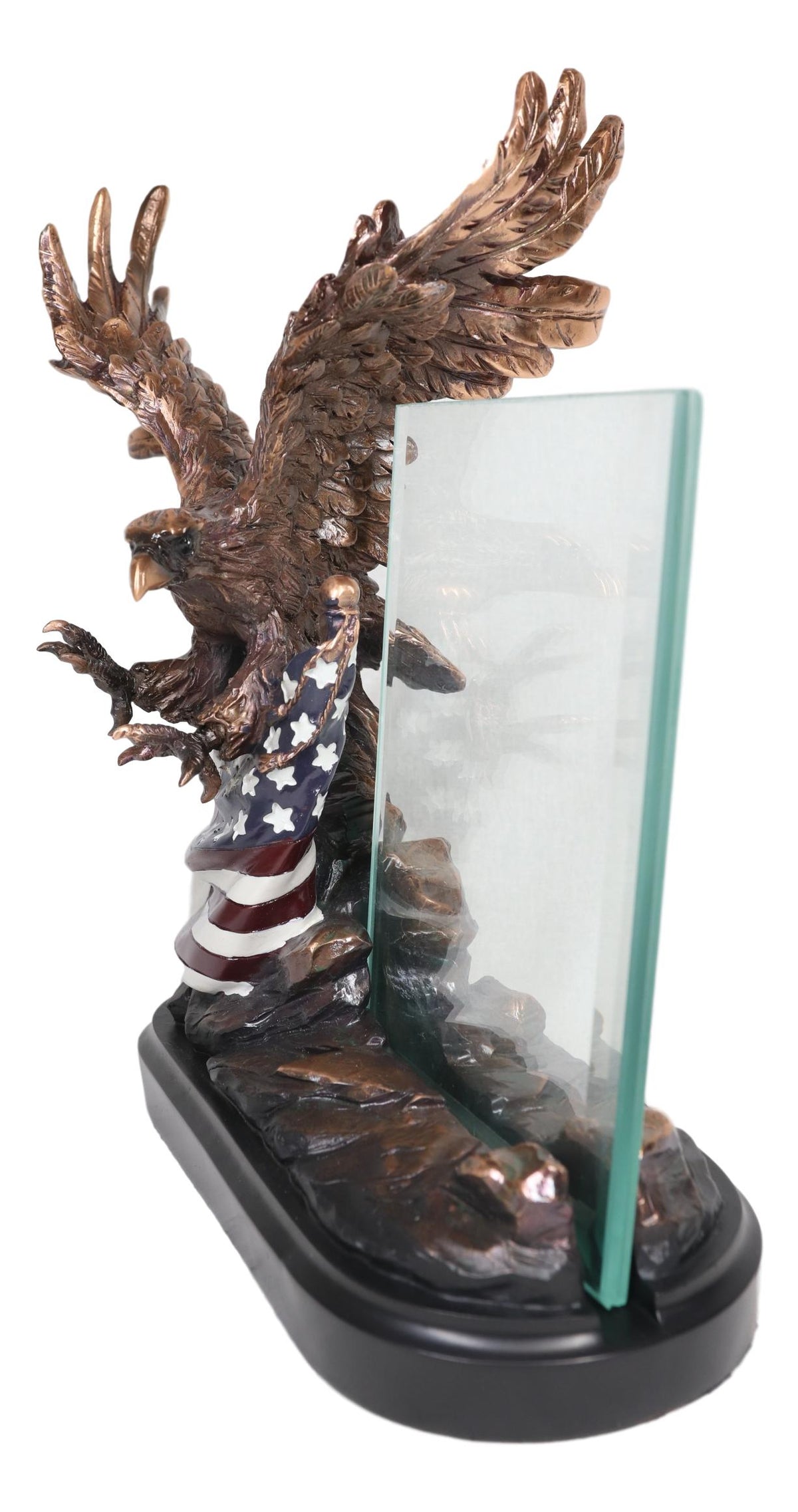 Ebros Bald Eagle W/ Open Wings On American Flag 4"X6" Glass Picture Frame Statue - Ebros Gift
