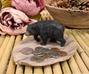 Ebros Rustic Forest Black Bear On Wood Base Soap Keys Coins Dish Resin Figurine