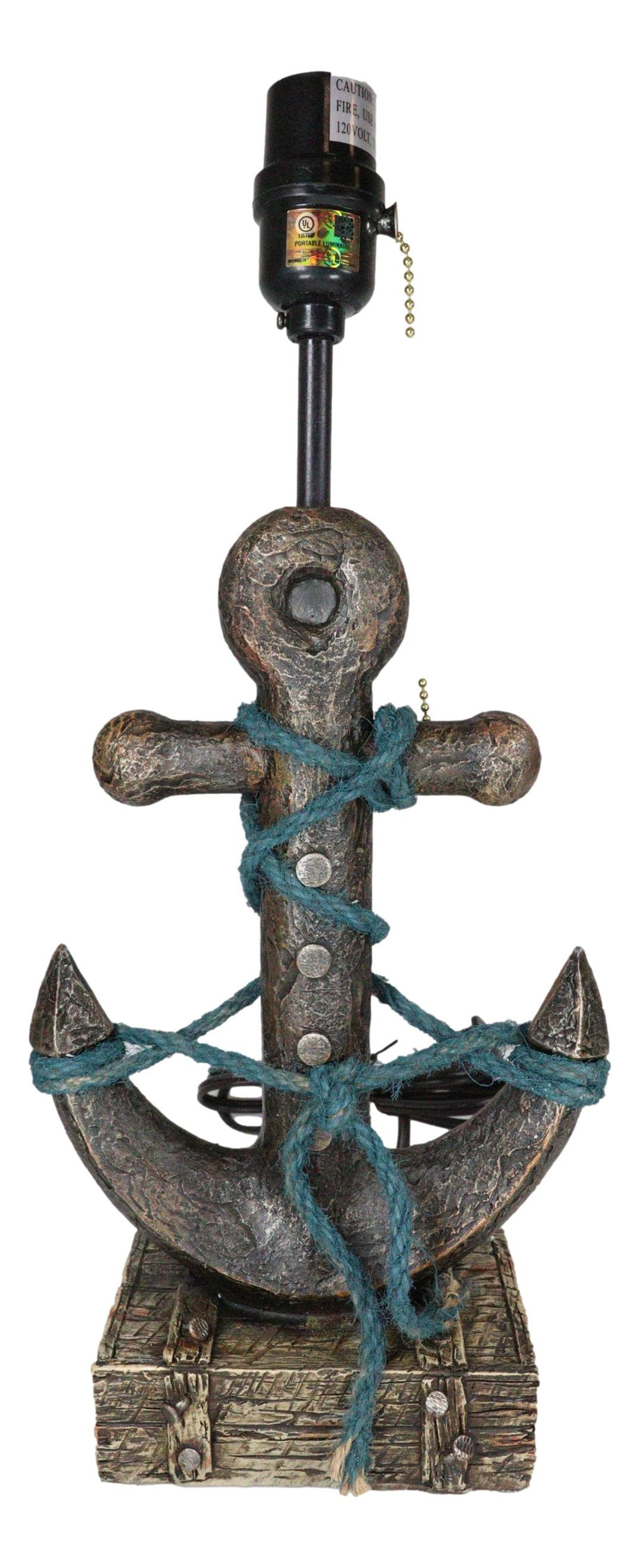 Rustic Sea Nautical Wharf Ship Anchor With Getty Ropes Table Lamp With Shade