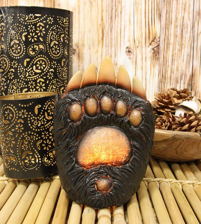 Ebros Western Rustic Forest Black Bear Paw With Claws LED Night Light Statue 6.75"H