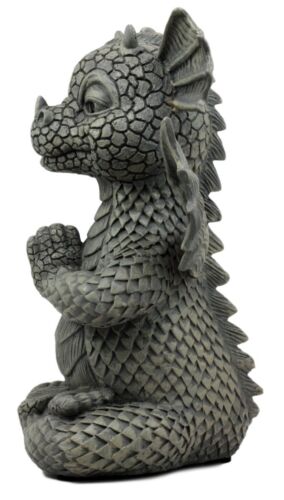 Ebros Zen Meditating Buddha Fiery Yoga Dragon Garden Statue Faux Stone Finish 10"H