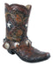 Rustic Western Texas Star Cowboy Boot Spur Faux Leather Wine Holder Floral Vase