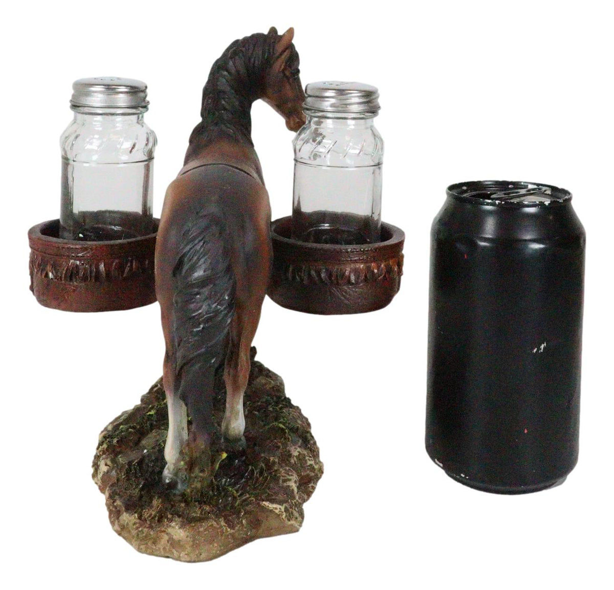 Rustic Western Brown Chestnut Horse With Saddlebags Salt Pepper Shakers Figurine