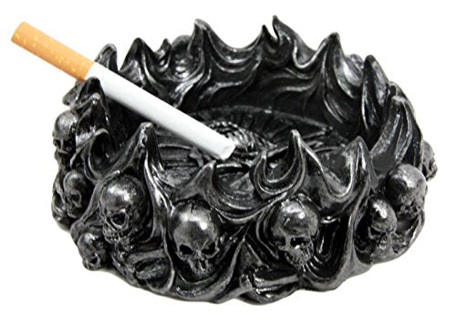 Ebros Gift Arch Devil Skull Face Fire Hell Bone Spiral Cigarette Ashtray Resin Figurine