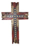 Rustic Western Stars USA Flag Patriotic American Faux Distressed Wood Wall Cross