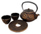 Ebros Gift Japanese Dark Rich Gold In Coin Money Pattern Heavy Cast Iron Tea Pot With Trivet and Cups Set Serves 2