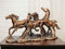 Large 17"L Rustic Western Wild And Free 4 Running Horses Bronzed Resin Statue