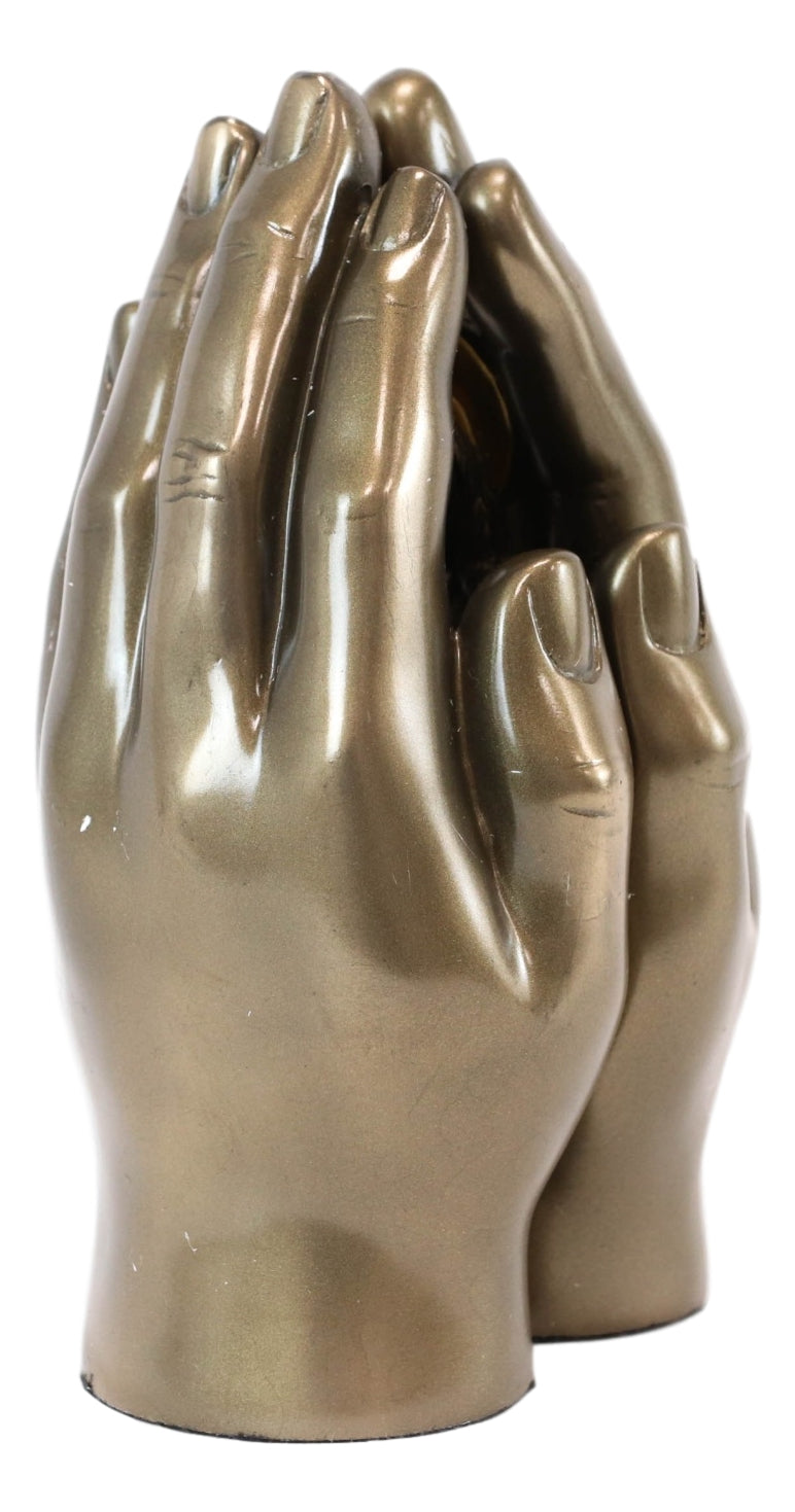 Sacred Hearts Prayer Hands Diptych Jesus and Mary Figurine 6.75 Inch Statue
