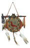 Indian Wolf Axe And Shield Dreamcatcher Figurine With Beads Feathers Wall Decor