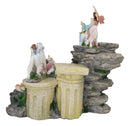 Miniature Fairies & Unicorns With Mountain Waterfall of Youth Display Figurine