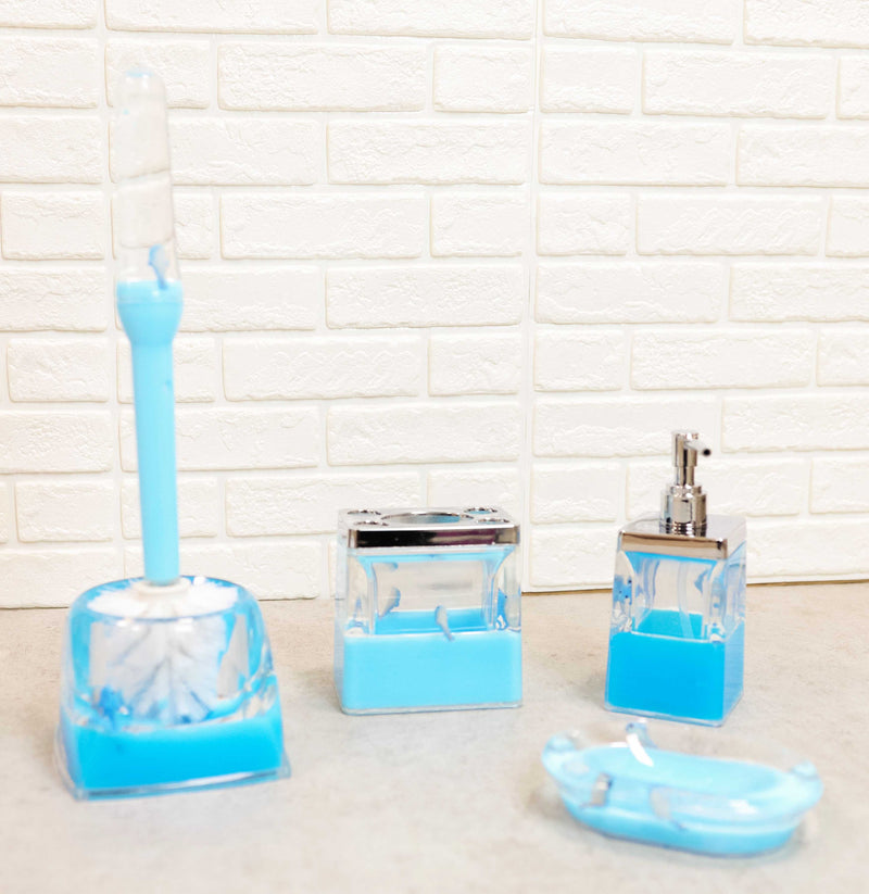 Nautical Marine Blue Dolphins 5 Piece Chic Bathroom Vanity Accessories Gift Set