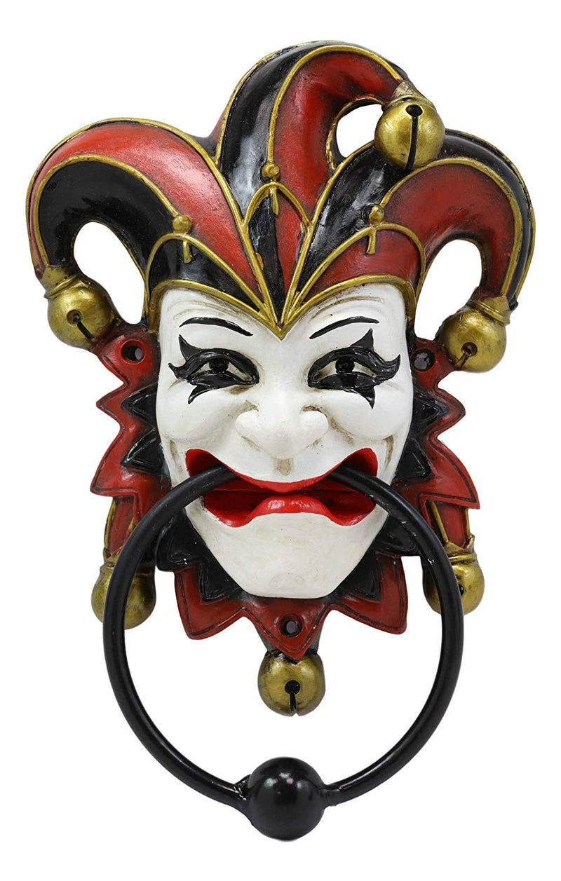 Ebros Harlequin Red Carnival Circus Jester Clown Door Knocker Figurine 8.75" High