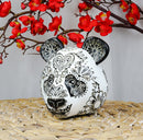 Ebros Black White Tattoo Tooled Floral Heart Panda Bear Head Day Of The Dead Figurine