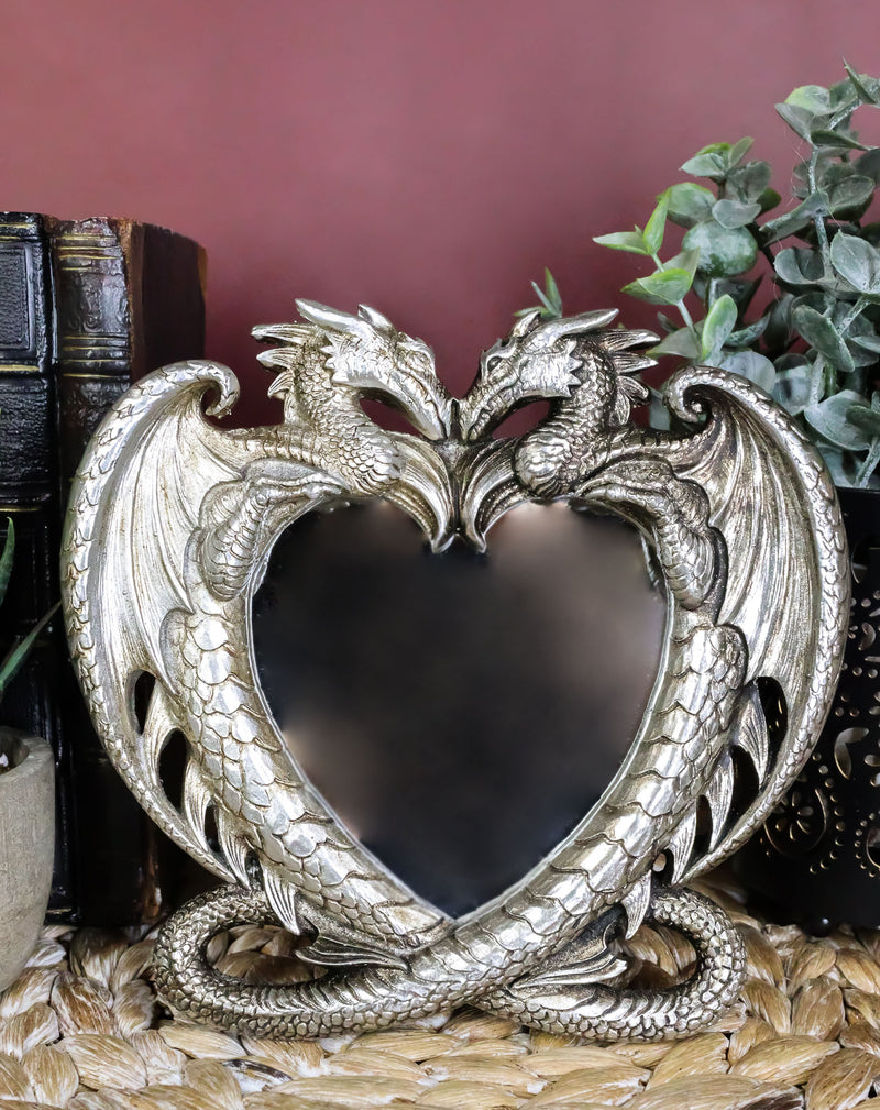 Ebros Double Guardian Lover Dragons Heart Small Vanity Dresser Table Wall Mirror
