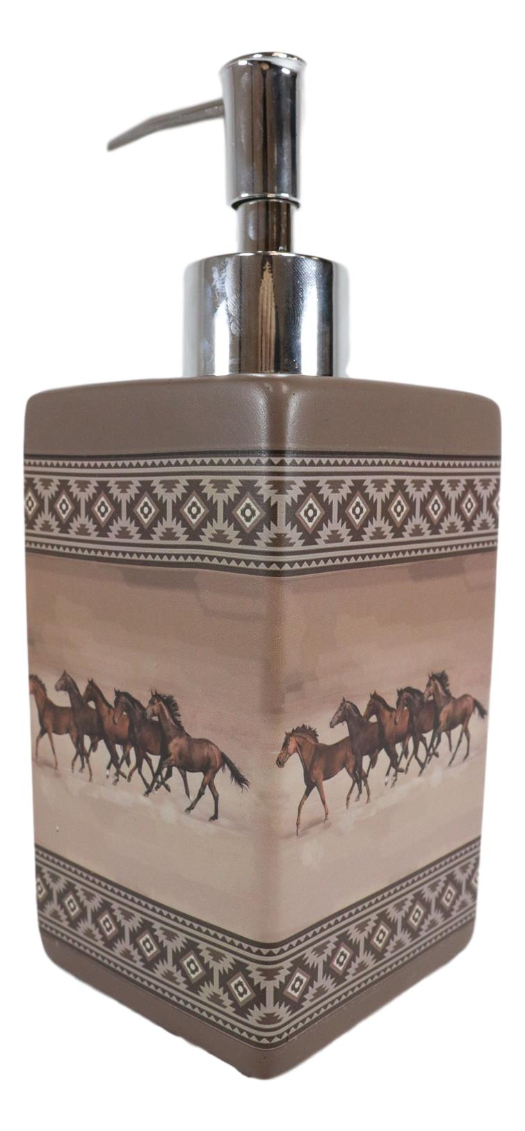Ebros Western Running Horses With Southwest Navajo Vectors Liquid Soap Pump Dispenser