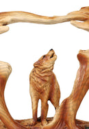 Ebros Howling Gray Alpha Wolf Figurine in Faux Wood Finish Home Decor Sculpture