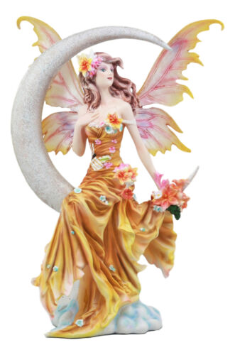 Nene Thomas Art Celestial Crescent Moon Earth Elemental Floral Fairy Statue 11"H