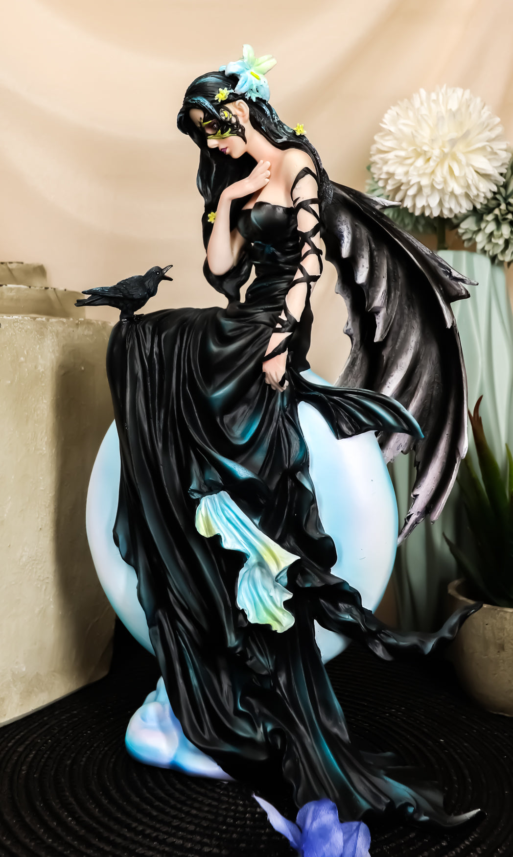 Ebros Large Gothic Lunar Eclipse Raven Fairy Statue 11"H Nene Thomas Dark Skies