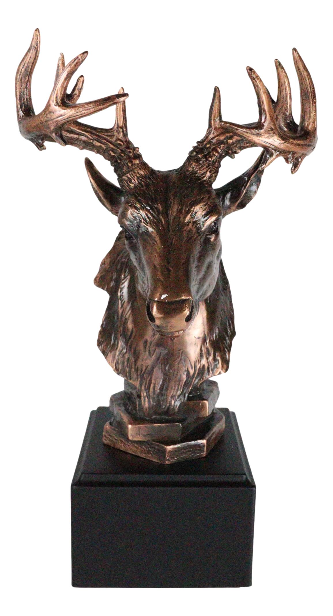 Wildlife 12 Point Whitetail Buck Deer Bust Trophy Figurine With Trophy Base