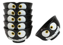 Pack Of 6 Black Whimsical Big Eyed Owls Rice Soup Appetizer Sauce Bowls 14oz