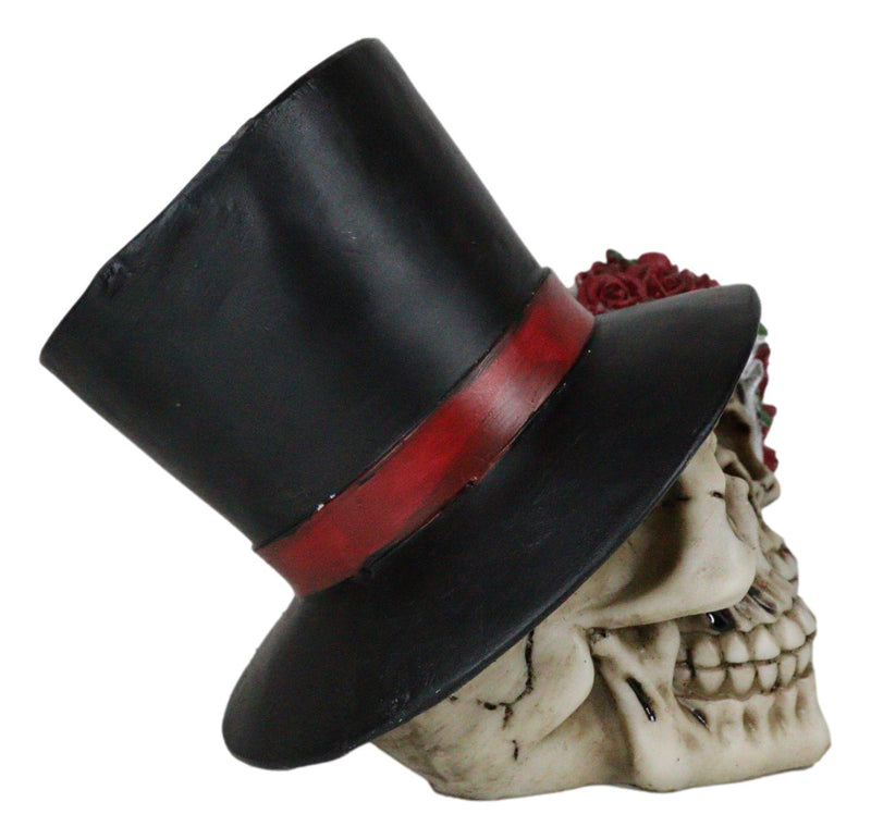 Love Never Dies Wedding Rose Bride And Top Hat Groom Skeleton Couple Figurine