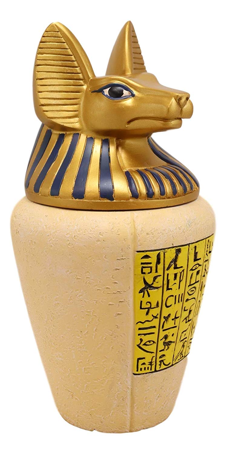 Ebros Ancient Egyptian God of The Dead Anubis Classical Canopic Jar Statue 10.5" Tall