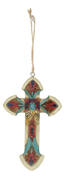 Rustic Western Native Indian Christian Crosses Set of 4 Christmas Tree Ornaments
