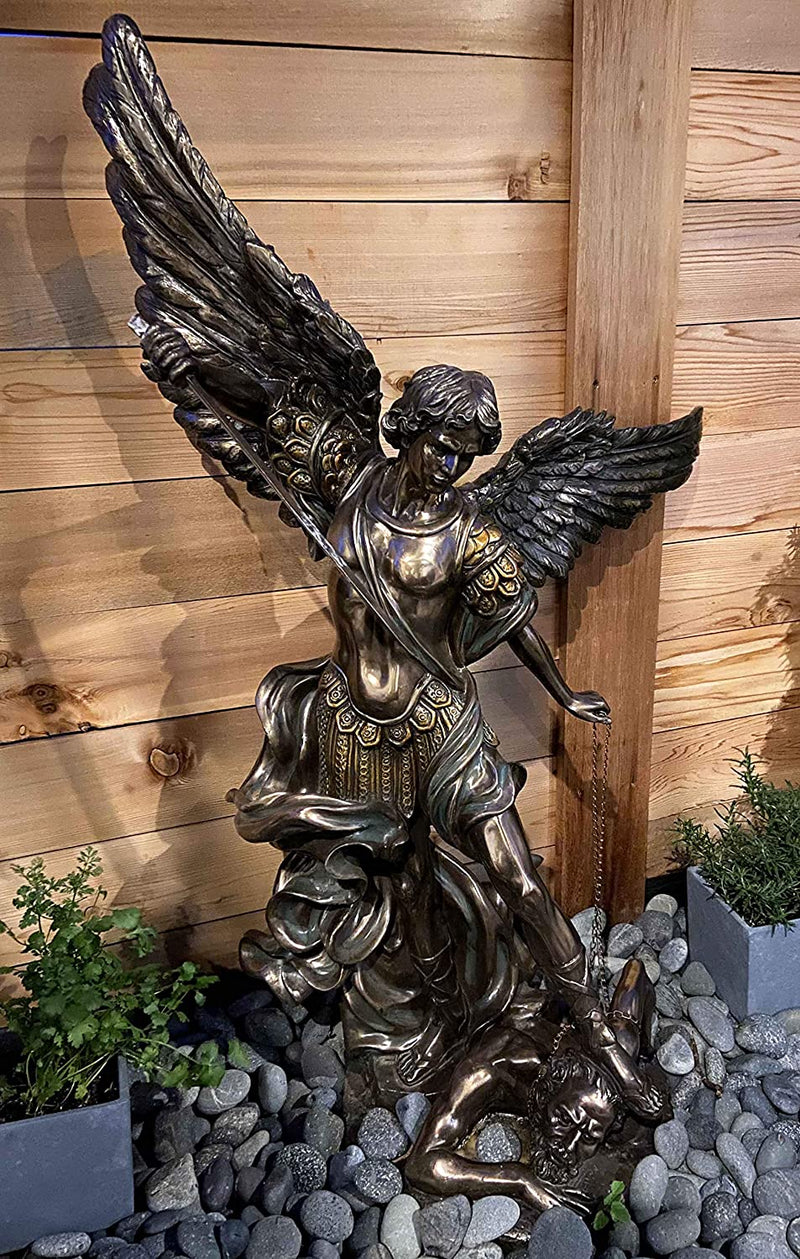 Ebros 45" Tall Grand Saint Michael The Archangel Slaying Satan Lucifer Statue - Ebros Gift