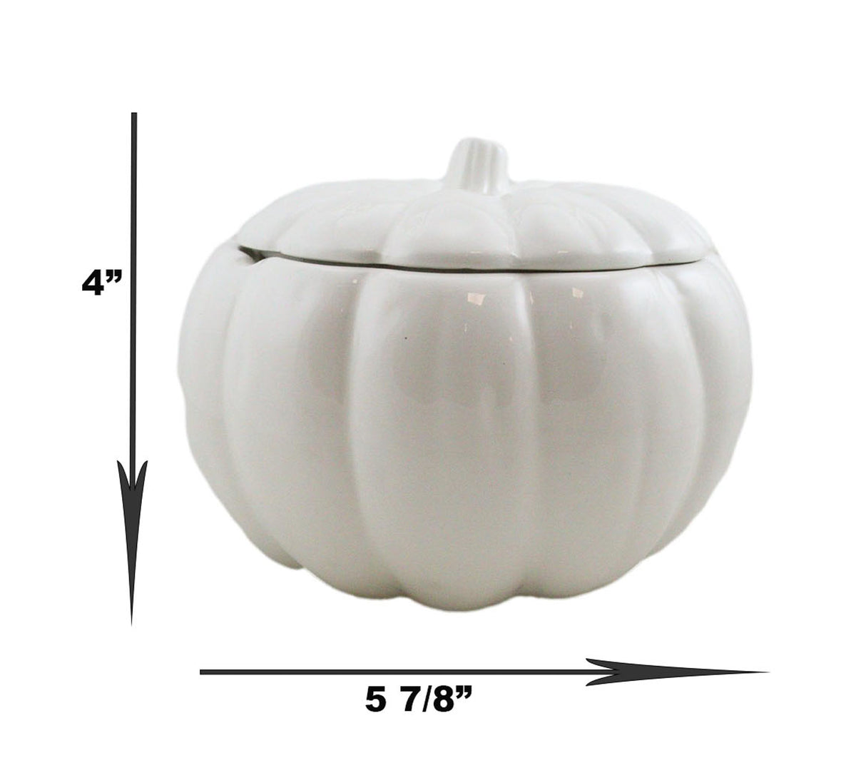 Ebros Ceramic Stoneware White Harvest Pumpkin Bowl With Lid 6"Diameter X 2Pieces