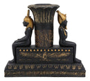 Ebros Ancient Egypt Black and Gold Seated Isis and Osiris Pillar Candle Holder