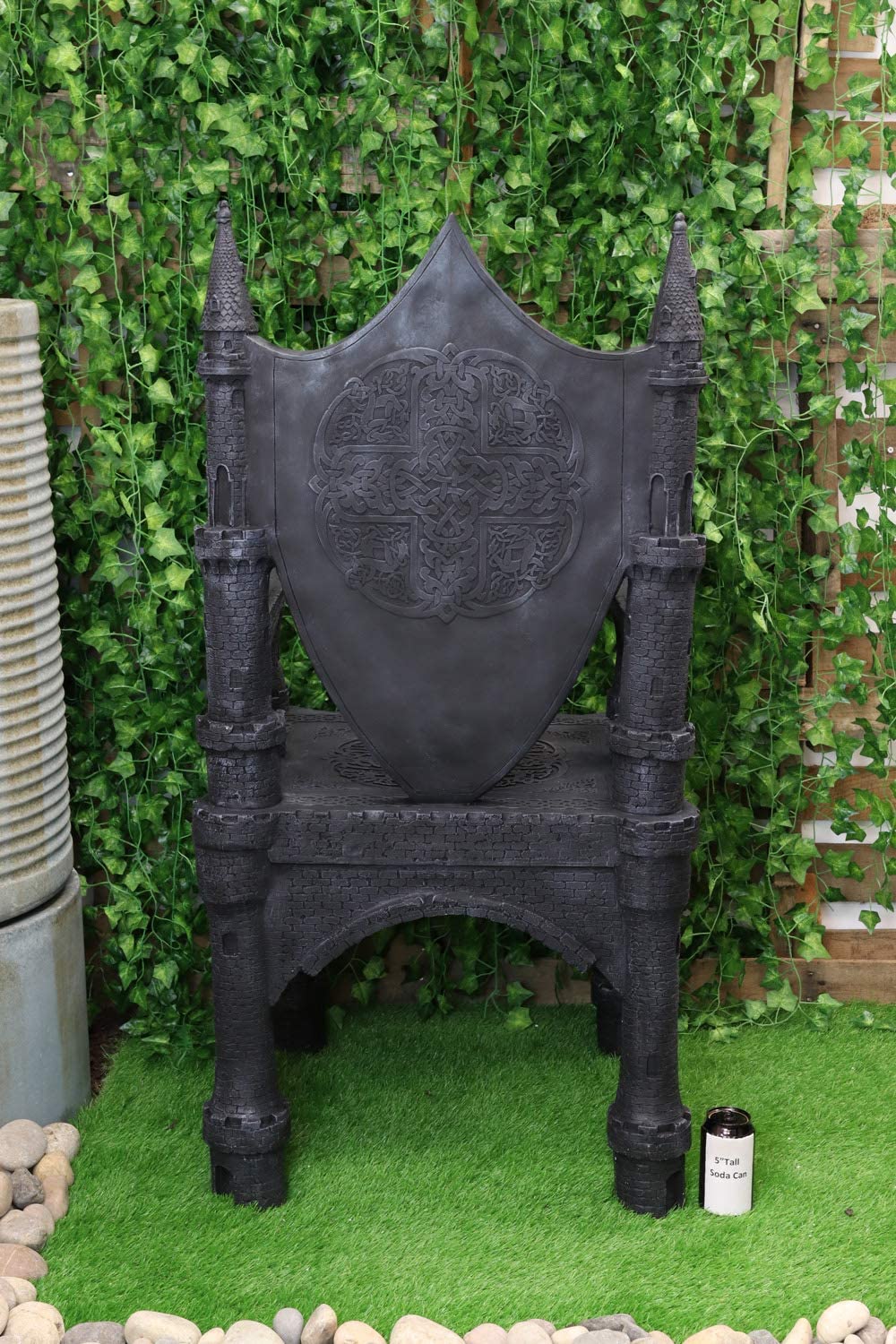 48" Tall Life Sized Fantasy Dragon Coat of Arms Heraldry Crest Throne Chair - Ebros Gift