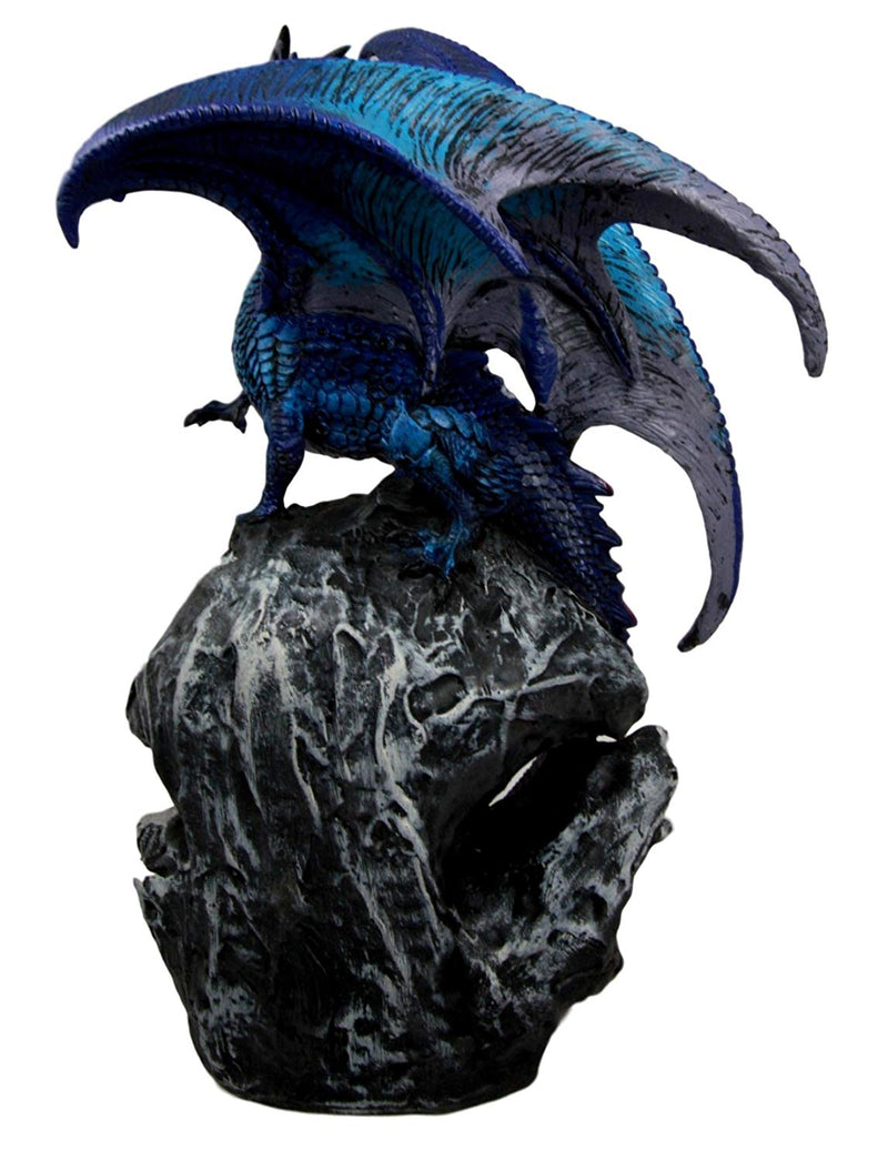 Ebros Aqua Dragon Fossil Cave Crystal Guardian LED Night Light Figurine 12.5"H