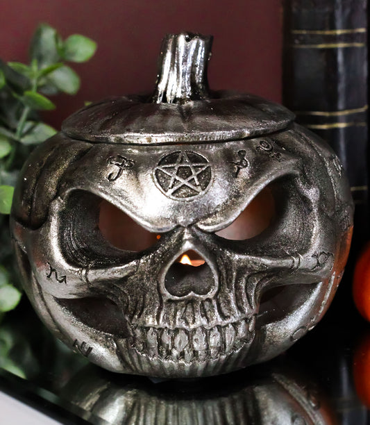 Wicca Pentagram Alchemical Symbols Pumpkin Skull Cauldron Pot Decorative Box