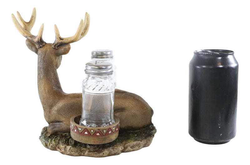 Rustic 8 Point Antlers Buck Deer Stag With Saddlebags Salt Pepper Shakers Holder