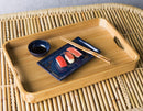 Sturdy Smooth Bamboo Food Tea Butler Tray Platter With Handles 17.75" X 11.75"