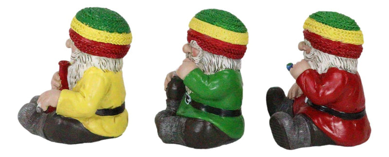Whimsical Party All Day All Night Smoking Hippie Rasta Gnomes Figurines Set Of 3