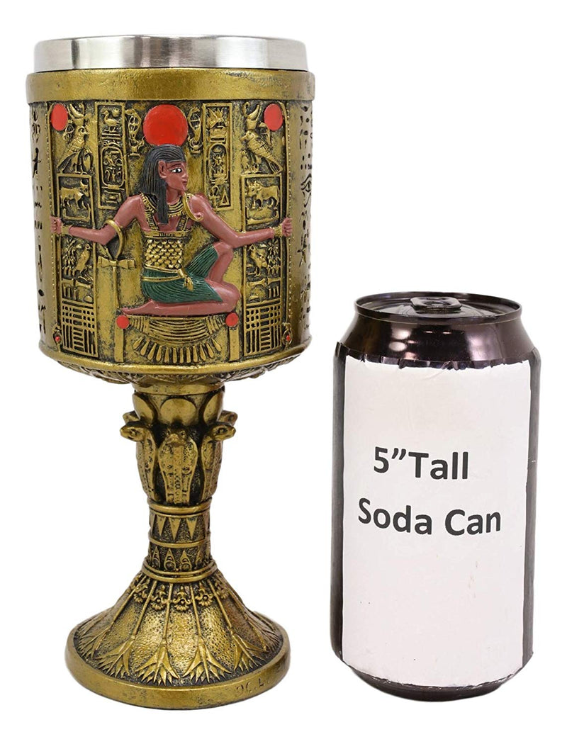 Ebros Ancient Egyptian Kneeling Maat Larger 16oz Cylindrical Wine Goblet Chalice