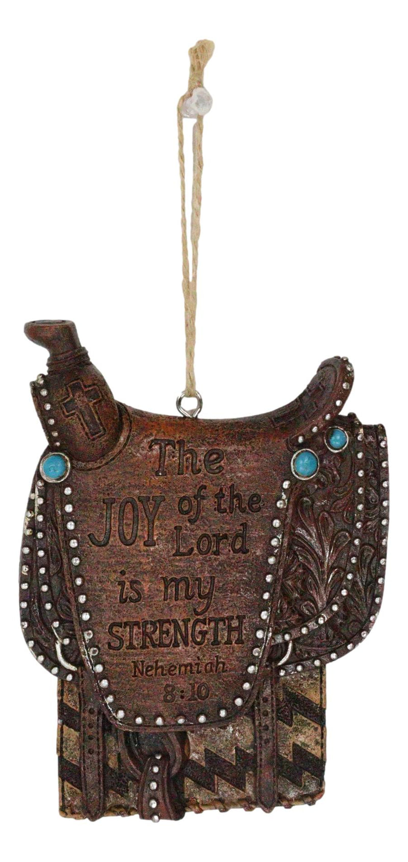 Set of 3 Rustic Western Star Ropes Circle Tooled Leather Horse Saddles Ornaments