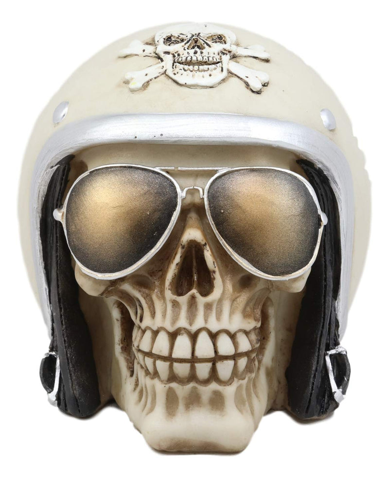 aviator pilot motorcycle helmets Aviation Airman Fighter Pilot Helmet Skull With Aviator Sunglasses Shades Statue