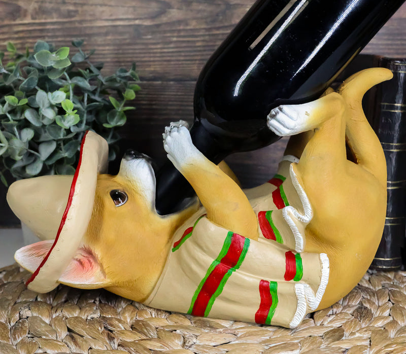 Ebros Mexican Chihuahua Poncho Sombrero Decorative Wine Bottle Holder Ebros Gift