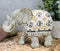 Ebros Silver Geometric Elephant Statue with Unique Tapestry Blanket Design 6.25" Long