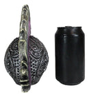 Silver Mohawk Purple Punk Haired Skull In Tooled Peacock Feathers Tattoo Statue