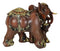 Thai Buddhism Noble Wood Finished Resin Mother Elephant With Calf Figurine Decor