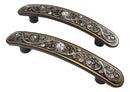 Set Of 6 Rustic Floral Filigree Scroll Silver Bling Drawer Cabinet Bar Pulls 9"L