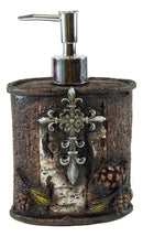 Rustic Southwestern Le Fleur Cross W/ Birch And Pinecones Soap Pump Dispenser