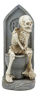 Rest In Peace Constipated Thinker Skeleton Sitting On Graveyard Toilet Statue