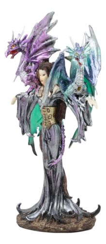 Khaleesi Mother Of Dragons Statue Twilight Fairy With Two Juvenile Dragons Decor