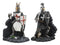 Black And White Medieval Crusader Knight Bookends Statue 7.5"H Set Suit Of Armor